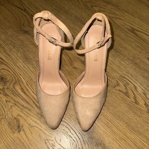 Chase + Chloe Tan Suede Ankle Strap Heels